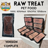 RAW TREAT Frozen Dog Pet Food 20 x 500g 80/10/10 Complete - VENISON